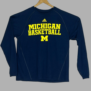Adidas Michigan Wolverine Basketball Long Sleeve Athletic T‎ Shirt Size Medium
